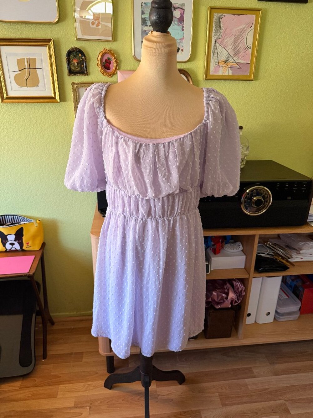 Missguided Lilac Swiss Dot Babydoll Mini Dress NWT Size 18
